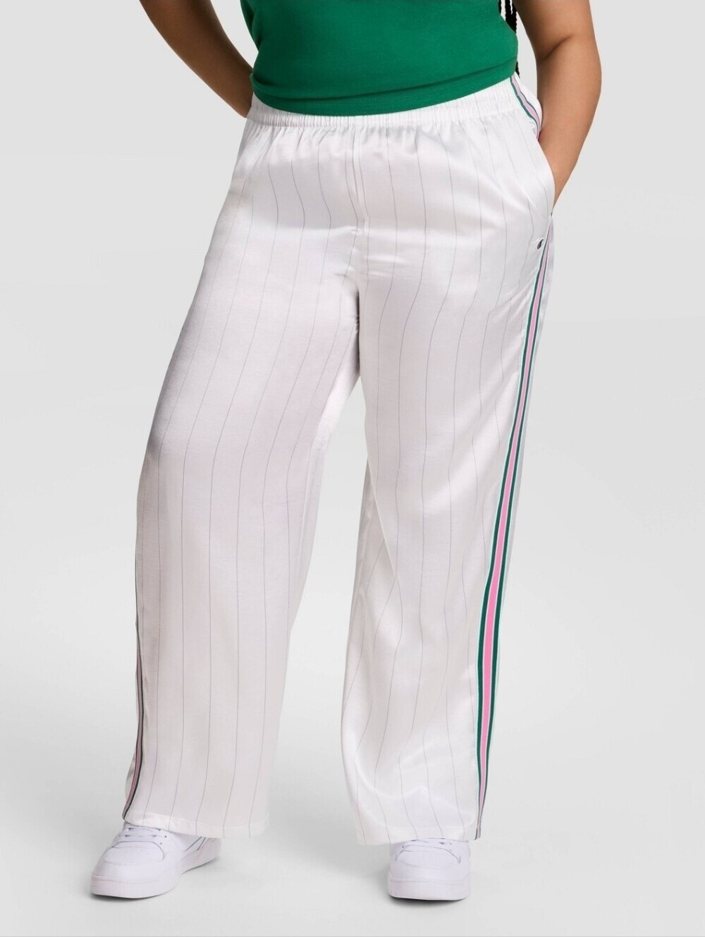 Champion Women's Game Set Match Pants, 2X - White Pinstripe